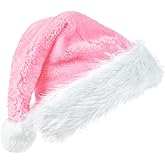CIPOWM Christmas Santa Hat for Adults, Velvet Santa Hats Plush Christmas Hat for Xmas New Year Party Decorations and Supplies