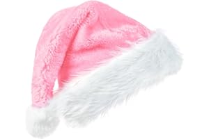 CIPOWM Christmas Santa Hat for Adults, Velvet Santa Hats Plush Christmas Hat for Xmas New Year Party Decorations and Supplies