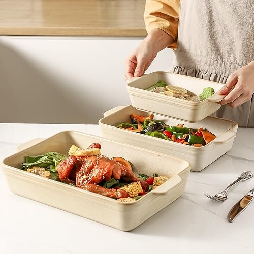HVH Baking Dish Set, 9x13 Baking Dish, Ceramic Lasagne Pan Deep