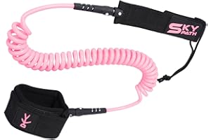 SKYPATH 10 ft Surf Board Leash，Coil SUP Leash, Stand Up Paddle Board Leg Rope Wrist Strap, for Paddleboard, Shortboard, Longboard, 7.0mm Thick