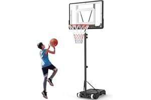 Basketball Hoop Outdoor for Kids 4-8: 5-7ft Adjustable Outdoor Basketball Hoop & Goals with 33" Shatterproof Backboard and St