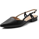 Arromic Slingback Flats for Women Pointed Toe Women's Flats Square Topline Slip On for Fashion Dressy Date Comfort Office Work