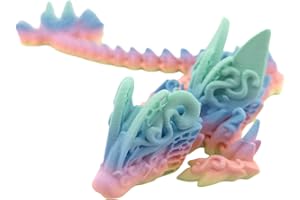 THE GEEK GALLERIA 3D Printed Articulated Pastel Rainbow Butterfly Dragon, Home/Office/Desktop Decor, Flexible Sensory Toy, Unique Gift, Insect Lover Gift. (9.5 Inch Dragon Only)