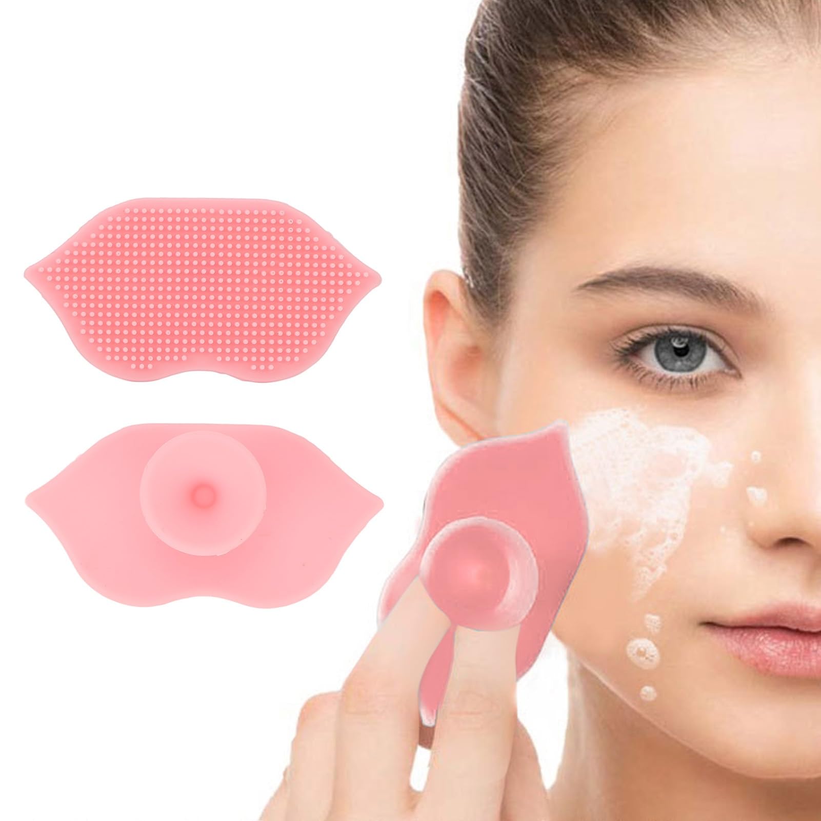 Silicone Exfoliating Lip Brushes with Sucking Cup Bendable Soft Lip Scrubbers Lip Cleaning Scrub Brush Tool