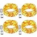 Tobbiheim 4 Set Fairy Lights String Battery Operated Waterproof 8 Modes 50 LED 22.9ft Copper Wire Light with Remote and Timer for DIY Wedding Party Christmas Outdoor Warm White (Battery Not Included)