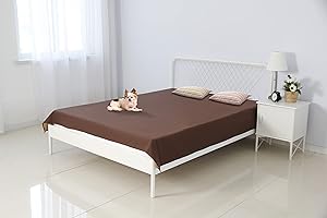 SILLY LEGACY Thin Reversible Waterproof Protective Cover or Liner for Bed or Couch, for Dogs and Cats (Queen 82 x 82, Brown)