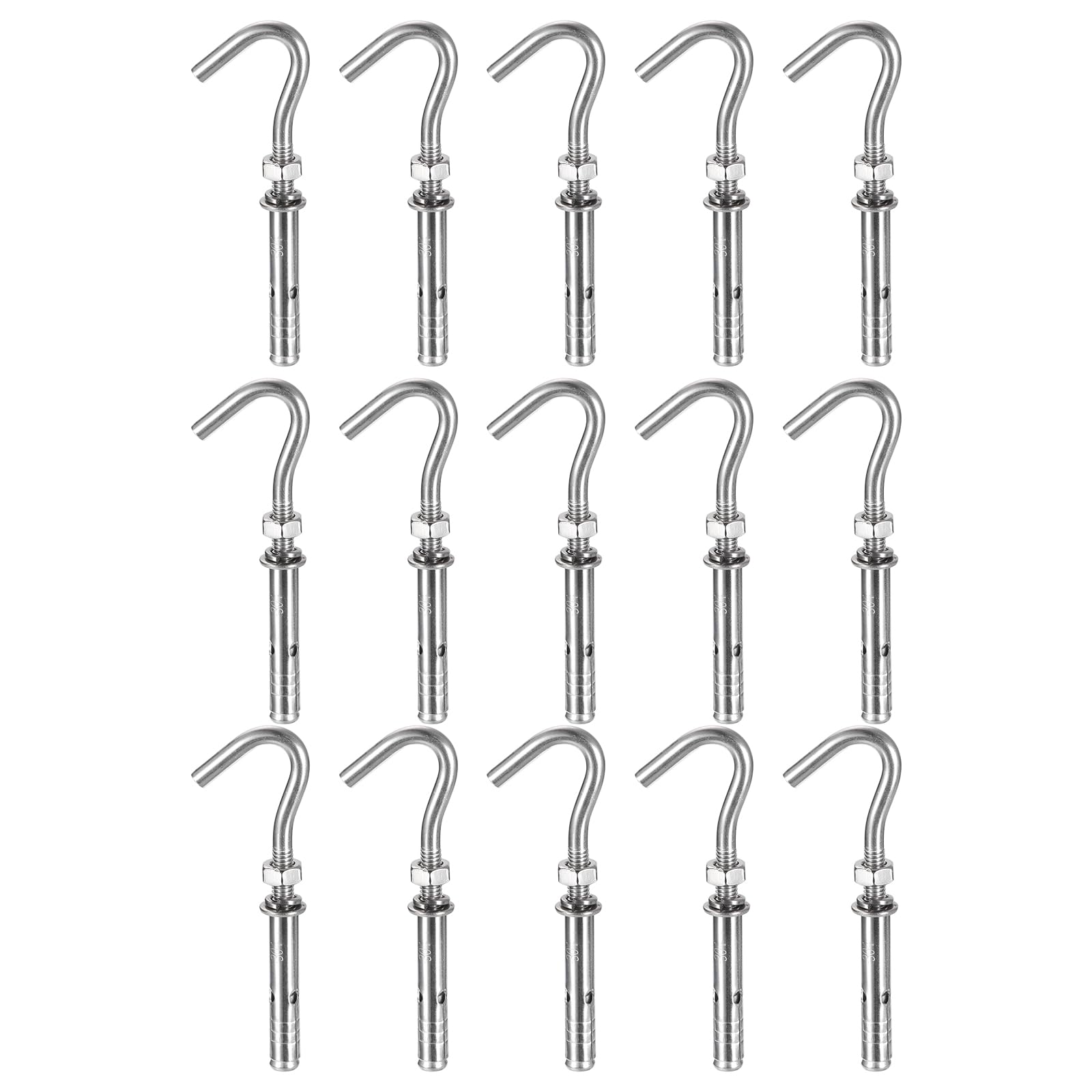 DTGN M6 x 90 Hex Expansion Bolts - 15Pack - Good for Concrete Dry Brick Block Walls - 304 Stainless Steel - Silver