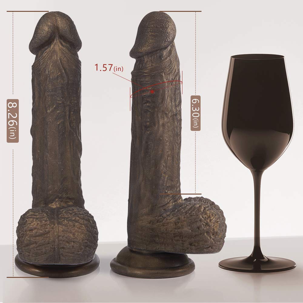 Fondlove Dildo Realistisch Sexspielzeug für Frauen Real Dong Penis Didlo mit Saugnapf Silikon Kupfer Golden Analdildo