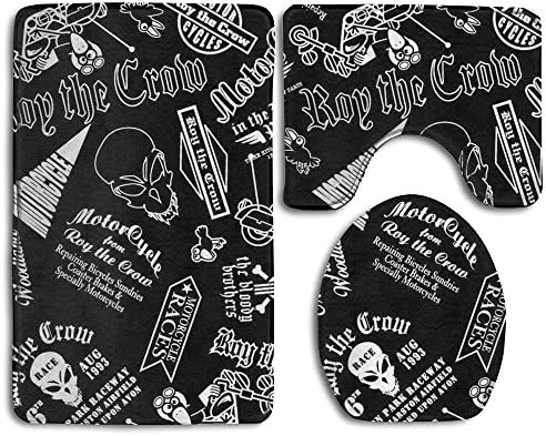 CHHUIKKLYY Rop The Crow Flannel Bathroom Bath Mat 3 Piece/Set Pedestal Style Rug,Non Slip Shower Mat And Toilet Cover