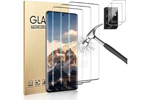 GEVIAHO [3+2 Pack] Galaxy S21 Ultra Glass Screen Protector and 2 Pack Camera Lens Protector, Fingerprint Unlock, 3D Full Coverage, 9H Tempered Glass Scratch Resistant, for Samsung Galaxy S21 Ultra 5G 6.8 Inch
