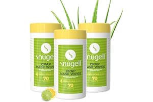 CPAP Mask Wipes by Snugell (3 Canister, 70 Count) - Fresh Citrus Scent - Lint & Alcohol Free - Skin Safe with Aloe Vera - Eas