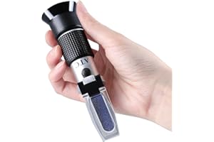 XinJiaYi Brix Meter Honey Refractometer, Triple Scale Honey Tester Tool (Water Content: 12-27%, Brix: 58-92%, Be': 38-43), Handheld Brix Refractometer for Honey, Maple Syrup, & Bee Keeping