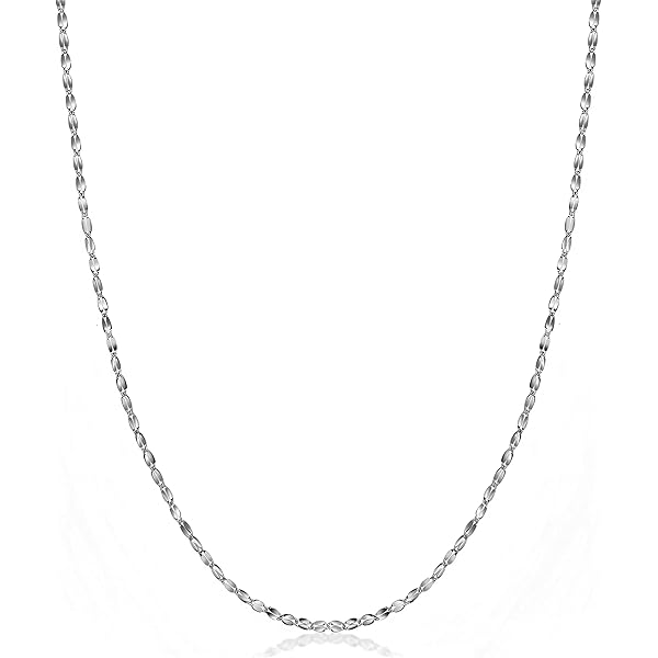 Amazon.com: MONVAU 14K White Gold Diamond Cut Mirror Chain