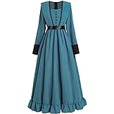 Nuoqi Victorian Dress for Women Long Sleeve Renaissance Dress Historical Medieval Costume