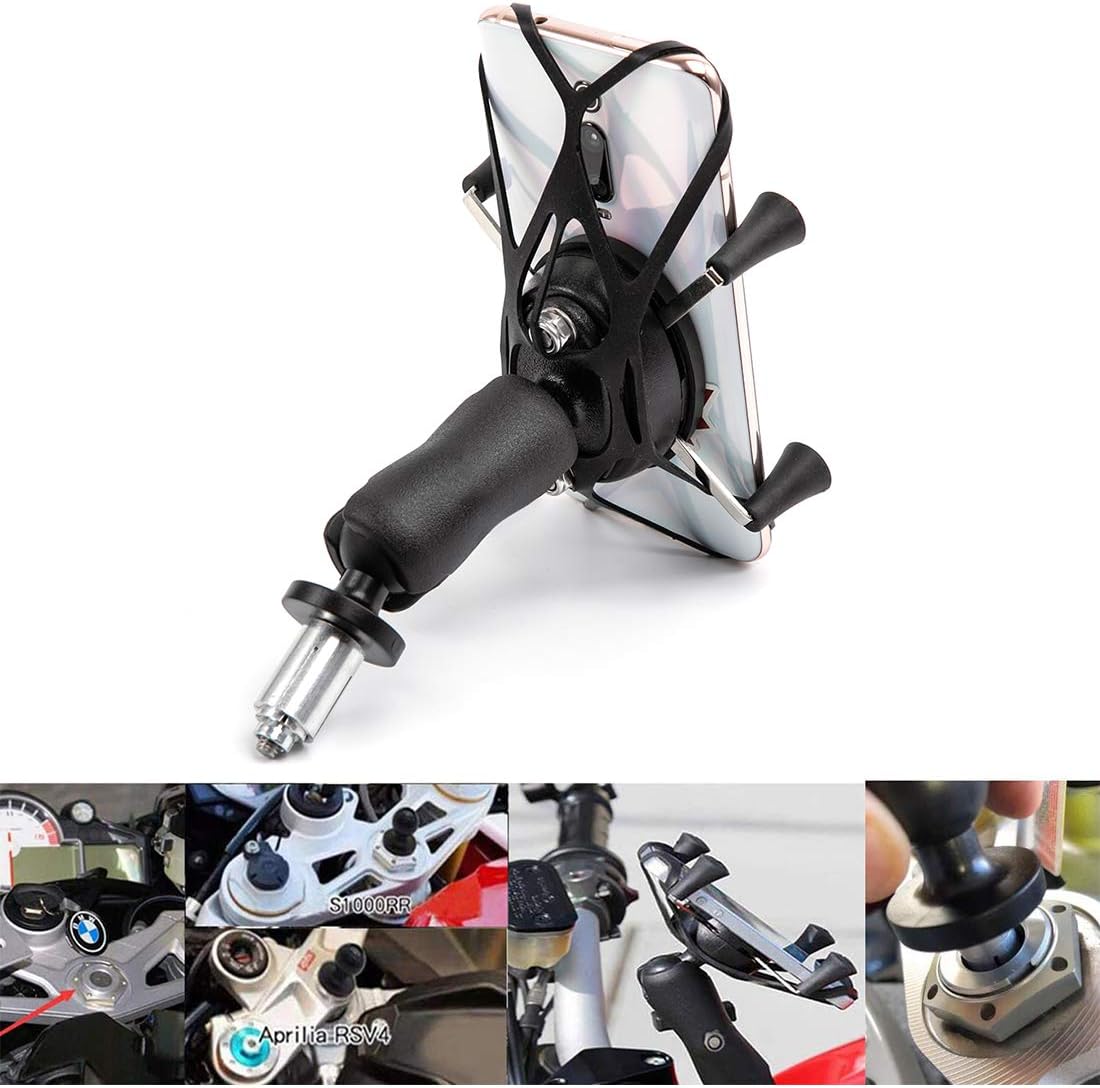 Motorcycle Phone Holder, Navigation Bracket Adjustable for Smartphone on Motorbike with Hole , Special for Yamaha R1 R6 BMW Honda with Round Holes