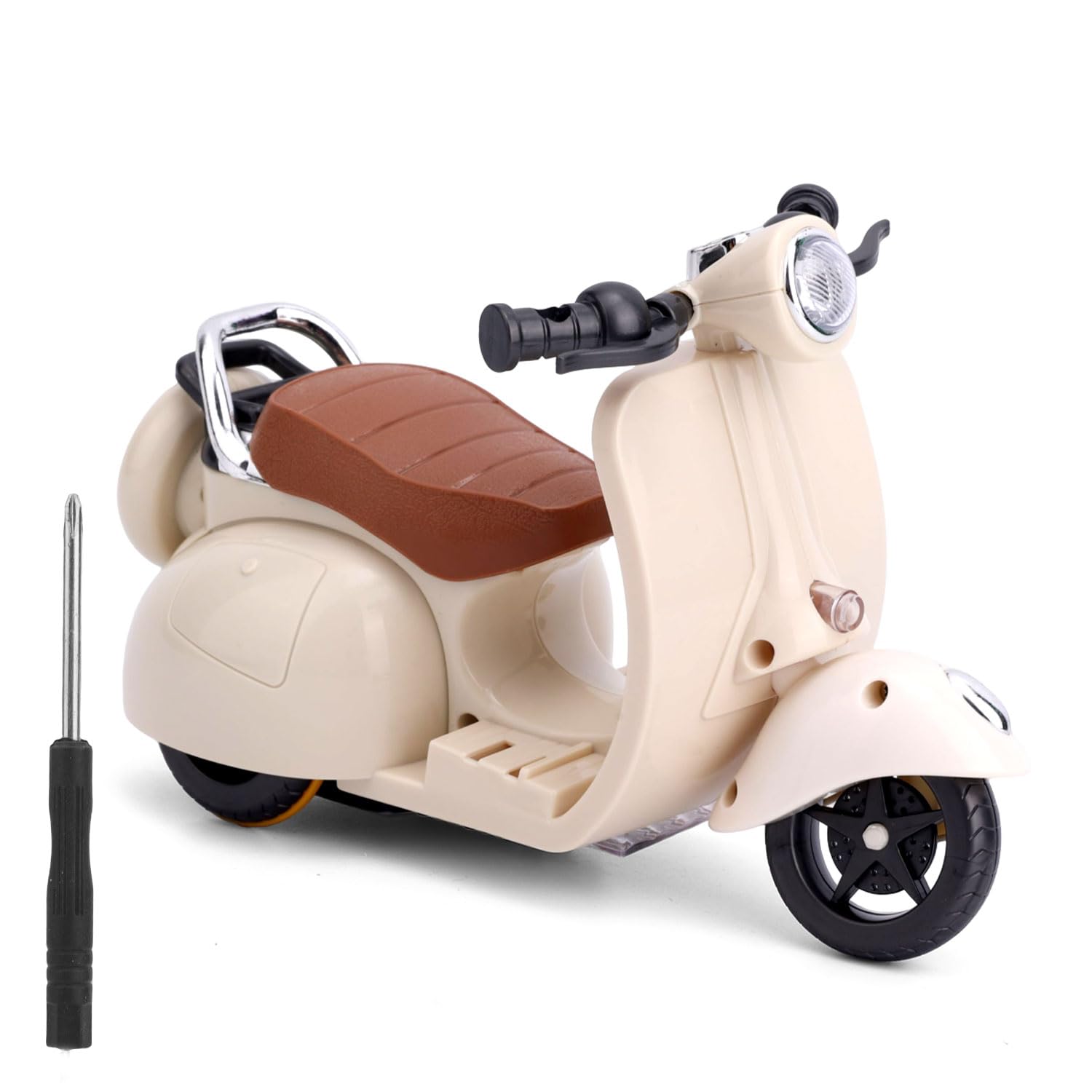 BTFO Doll Scooter Toy, Plush Toy Electric Scooter with Lights and Music Cute Doll Motorcycle Decor 360° Interactive Rotating Toys Desktop Ornaments Accessories for Desk Decorations