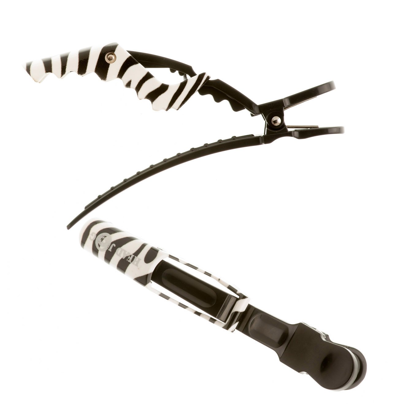 Head Jog Zebra 4 Pack Dino Klipz Salon Sectioning Hair Clips. Crocodile Grips Hairdressing Accessories For Styling & Sectioning With Strong Grip Lock Teeth. Suitable For Long & Short Hair (4 Pack)