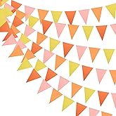 Mefuny 30 Feet Orange Yellow Pennant Banner, Paper Triangle Flags Bunting for Fall Decor Orange Wedding Bridal Shower Birthday Baby Shower Engagement Sun Party Supplies