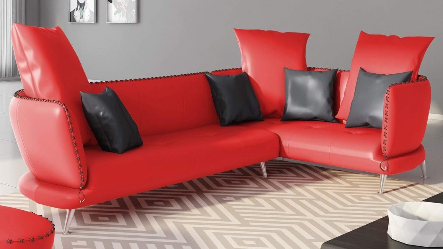 Amazon Com Zuri Furniture Modern Vitali Red Microfiber Leather