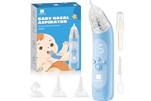 HORIGEN Nasal Aspirator for Baby, Electric Baby Nose Suction with 5 Adjustable Levels Suction, USB-C Rechargeable Mucus Cleaner with Lights and Music, Baby Nasal Aspirator for Toddler with 3 Silicone Tip