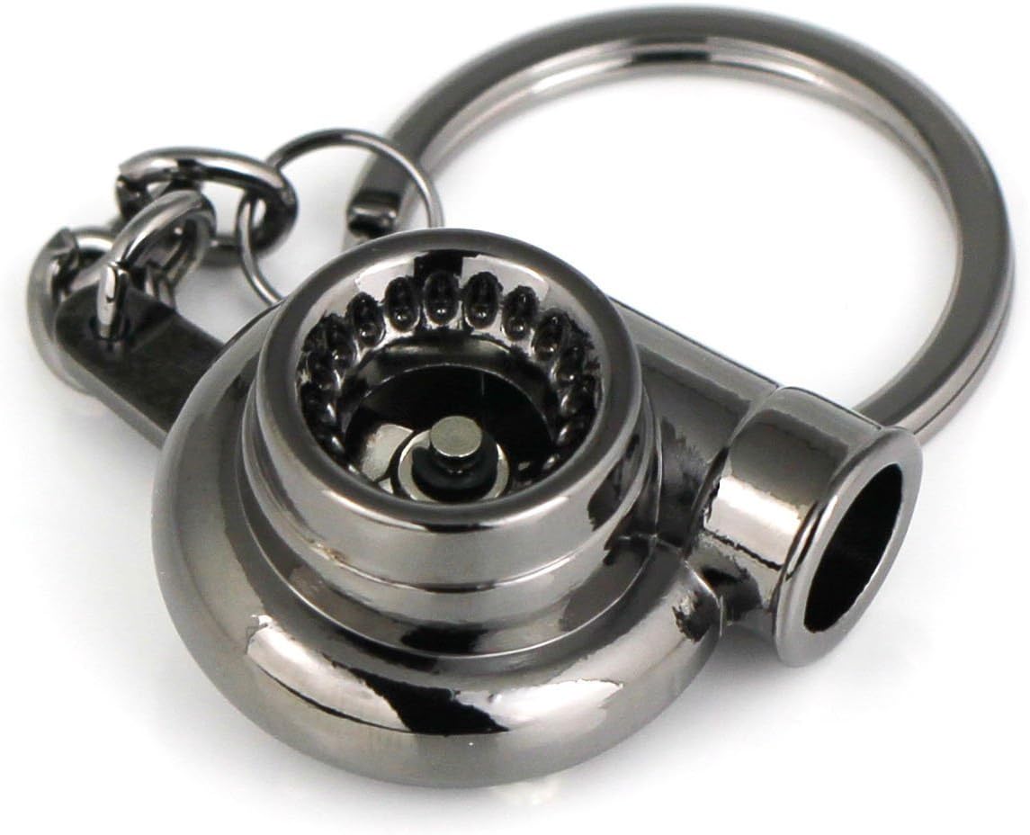 SolPortalHome Spinning Turbo Turbocharger Metal Keychain Key Ring Black Polish