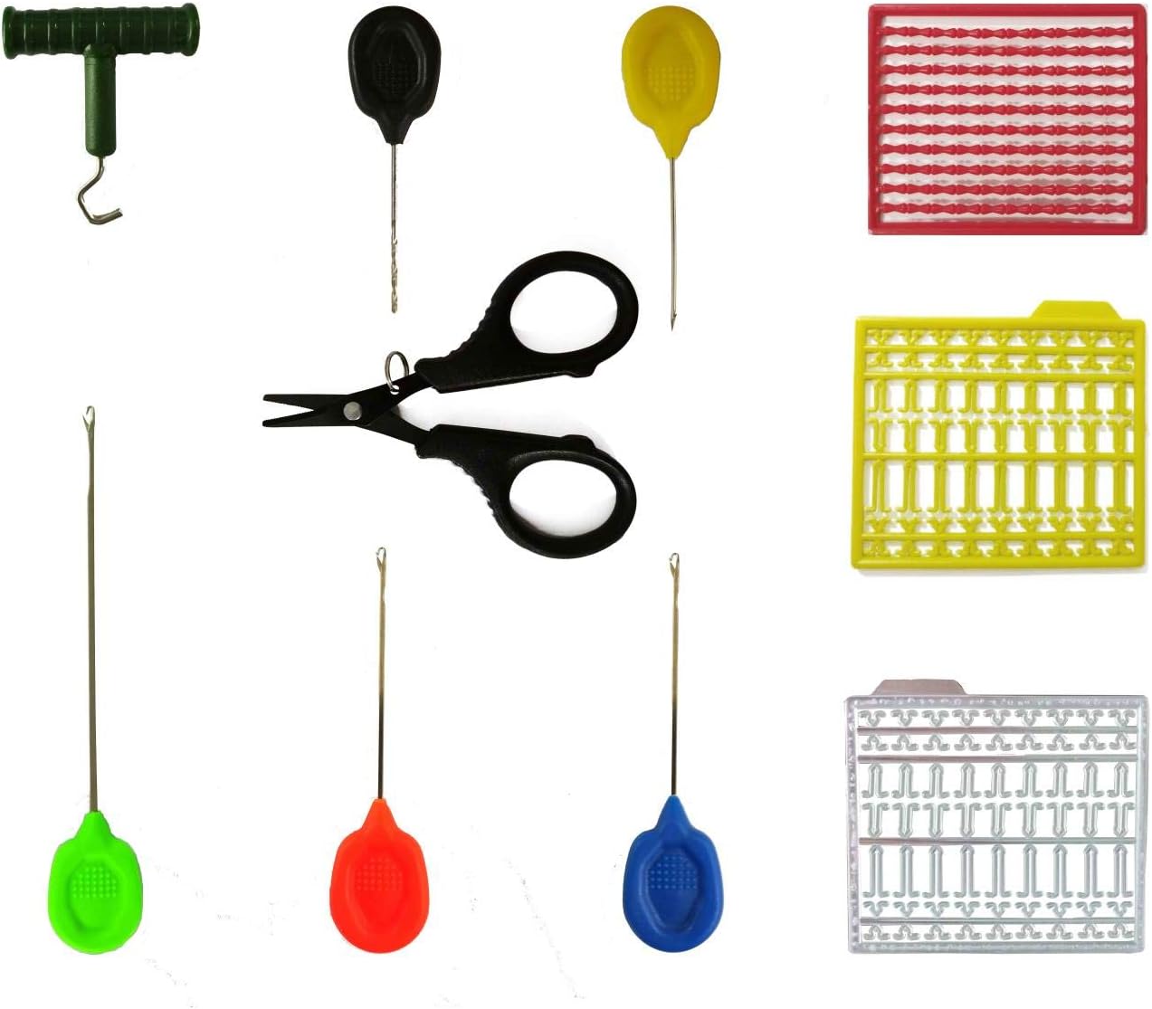 Carp Fishing Baiting Rig Tool 10pcs in 1 Kit Set Fishing Bait Needle Swinger Driller Kit Swinger Driller Knot Puller Line Scissors Stops Set Combo : Sports & Outdoors
