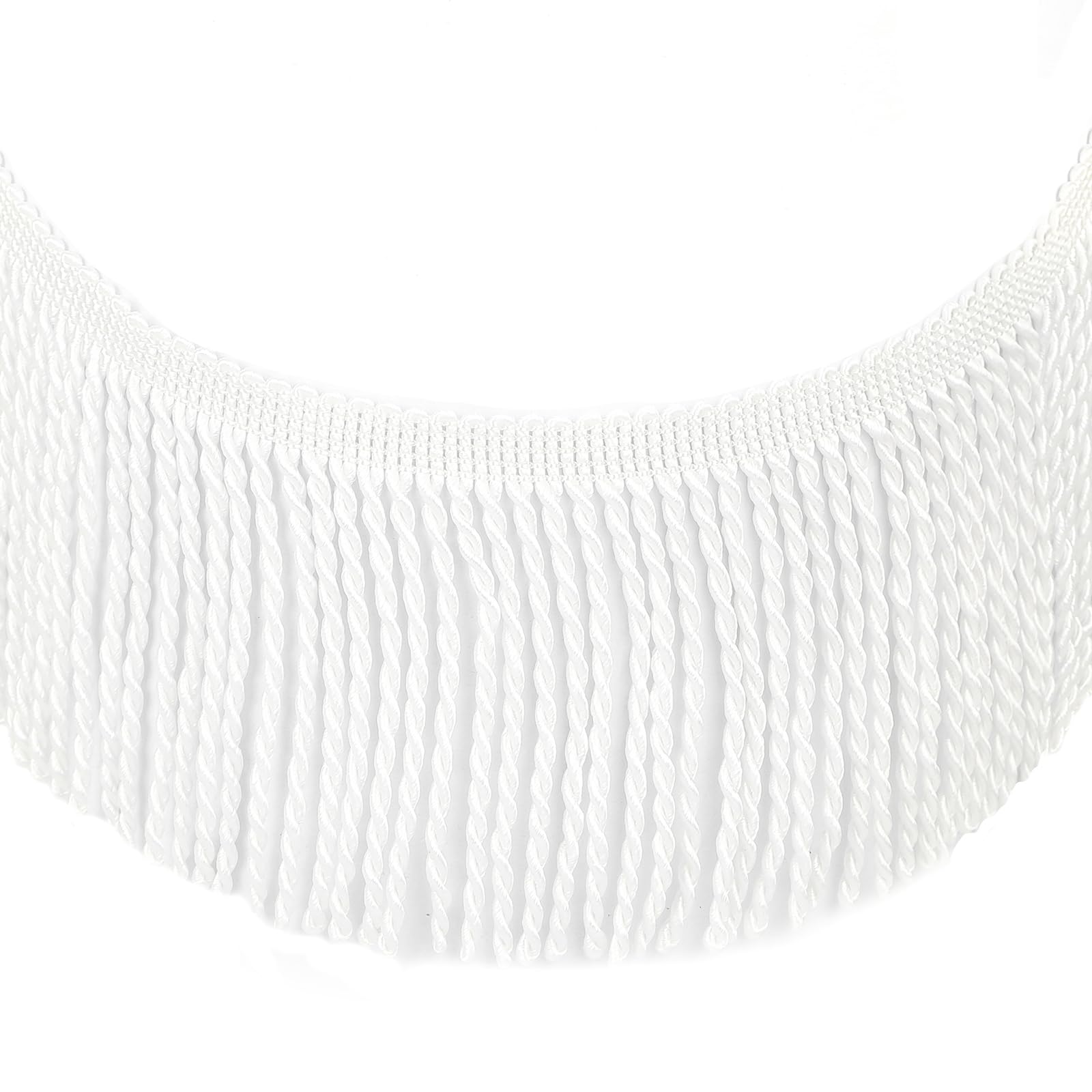 Photo 1 of Fenghuangwu 5 Yard Curtain Fringes Bullion Fringe Trim Rayon Fabric Tassel 4inch Wide and Embellishments Curtain Weights Cloth Sofa Fringes for Sewing DIY Decoration-White