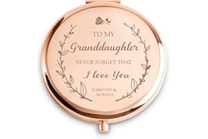 DARICANO Granddaughter Gifts from Grandparents Grandma Grandpa, Personalized Engraved Compact Mirror with Sentimental Quote for Teen Girls, Best Present Granddaughter for Valentines Day, Birthday