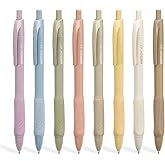 WRITECH 0.5mm Gel Pens with Soft Grip - 8ct Retractable Black Ink Pens for Smooth Writing, No Smear or Smudge