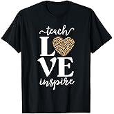 Love Leopard Print Teacher Cheetah School Inspire Teach T-Shirt