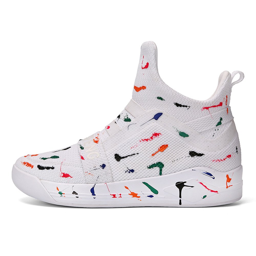 Soulsfeng White High Top Shoes Casual Mesh Sneakers(Men 10 D(M) US=EUR44=UK9)