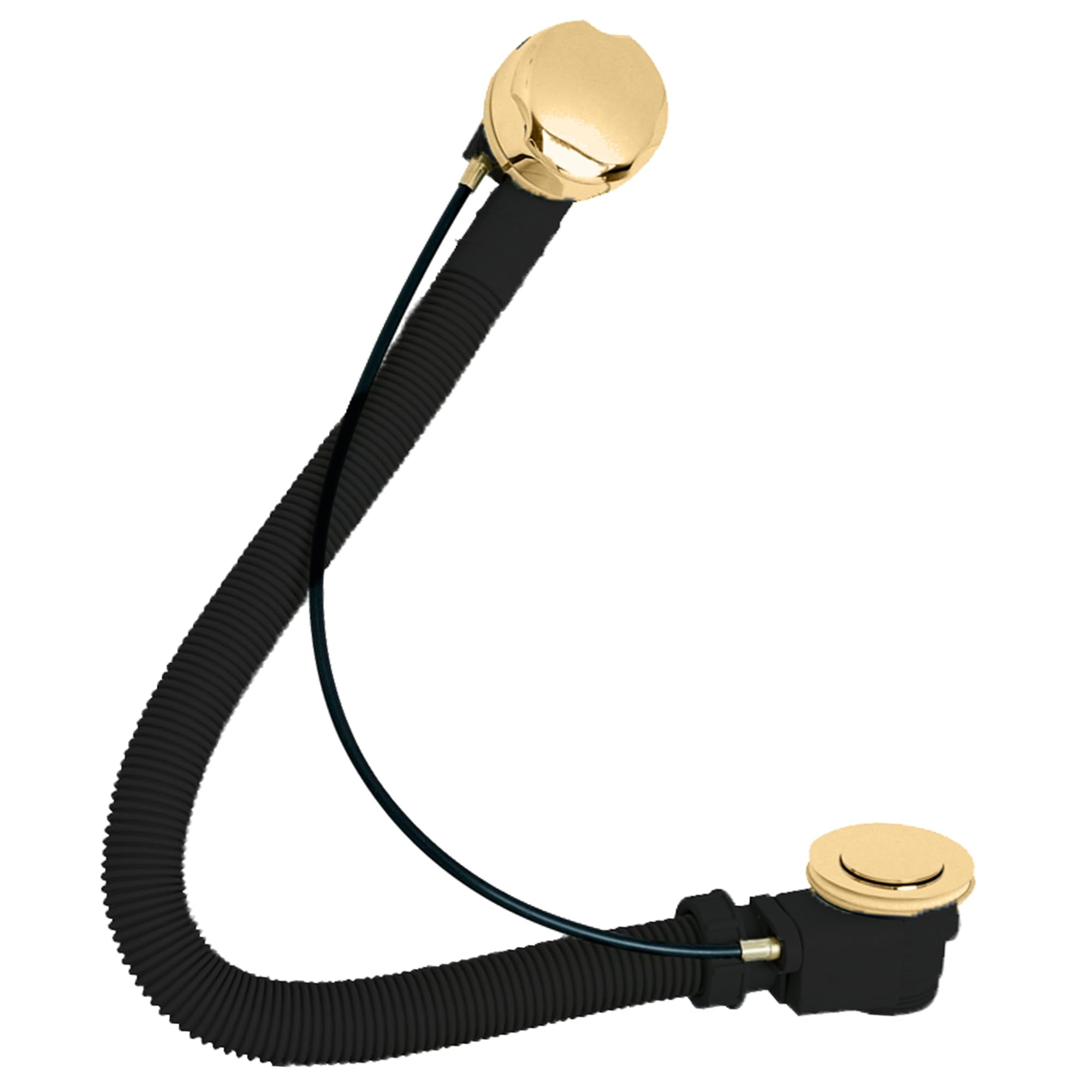 Deva PUW200/501 Replacement Bath Combined Waste & Overflow Kit with Brass Press Top Plug in a Gold Finish Seal Trap Pipe Bathtub Bathroom Set