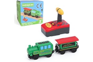 HANQIAN Remote Control Train Electric Magnetic Locomotive Train Toy Sets Compatible with Wooden Track for Kids Toddler Boys a