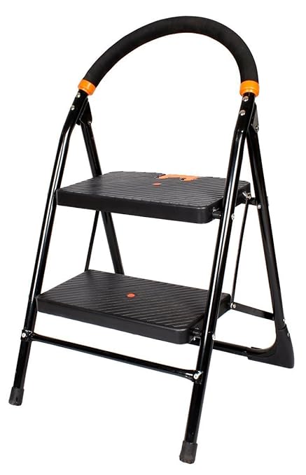 Houzie 2 Steps Milano Folding Ladder (Black)