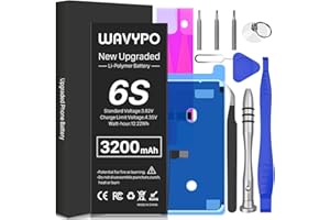 WAVYPO Battery for iPhone 6S, Upgraded 3200mAh High Capacity New 0 Cycle Battery Replacement for iPhone 6S Battery A1633 A1688 A1700 with Full Replacement Tool Kit