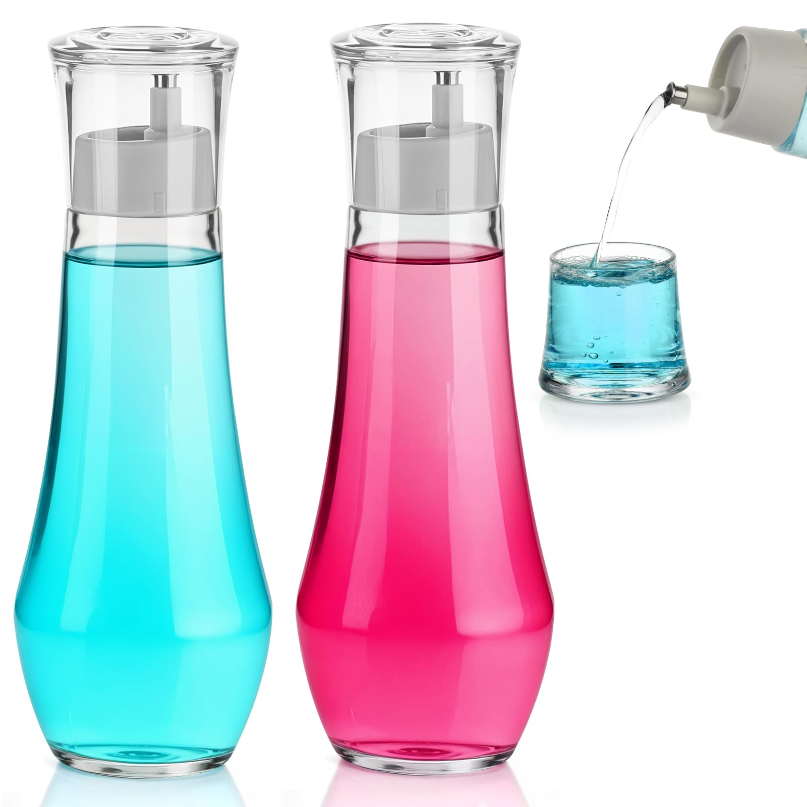 Photo 1 of 2 Pack 9 OZ Glass Mouthwash Dispenser for Bathroom, Refillable Mouth Wash Container with Lid, Mouth Wash Dispenser, Bathroom Accessory Set Mouthwash Dispenser Decanter for Countertop