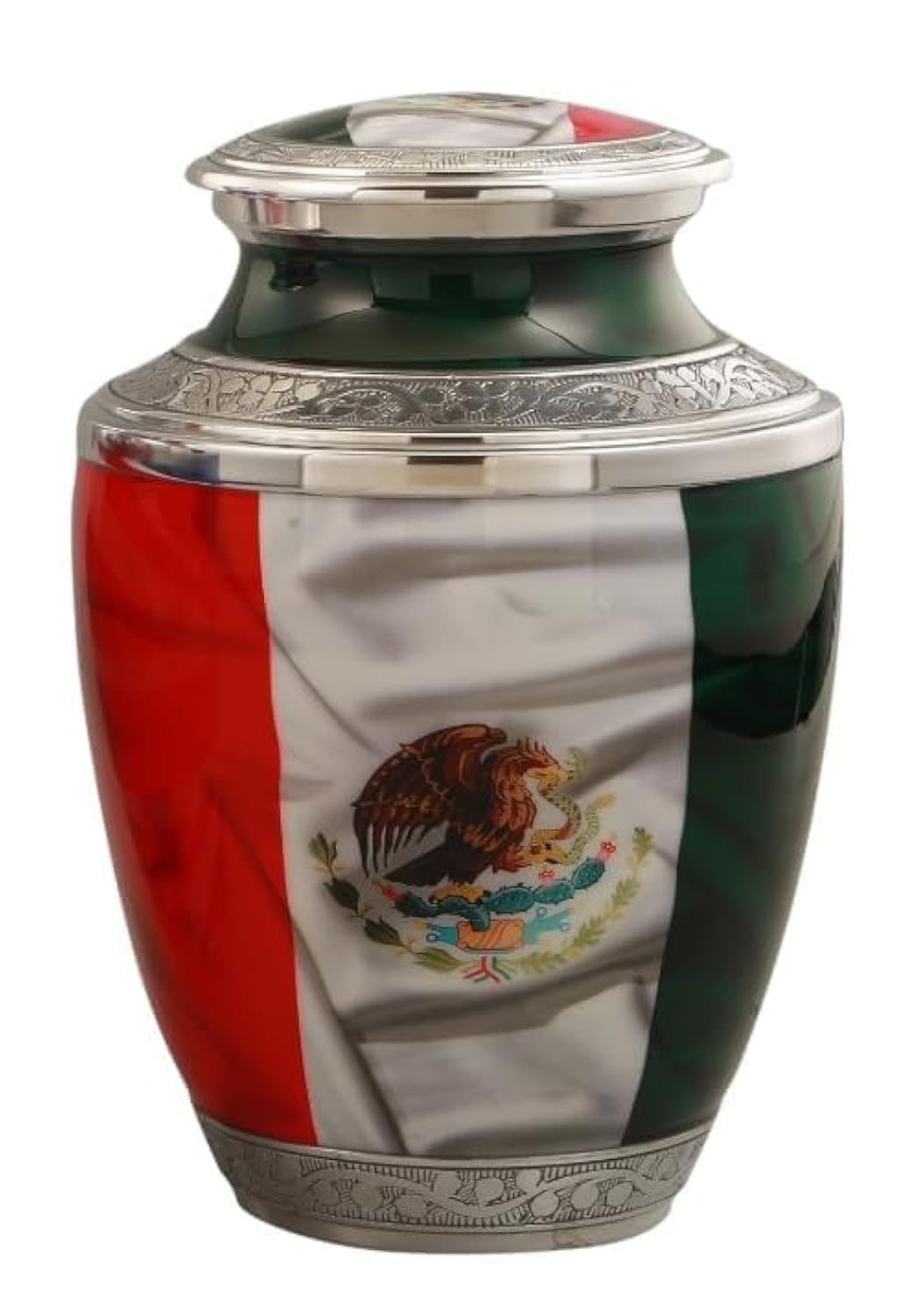 Royal Rapture Urn for ashes Cremation Memorial Funeral Love Urns decorative|Adult Human Child| Flag Design (Mexican Flag, 10") RJM04-02