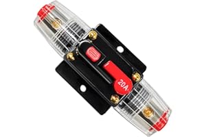 JUSTTOP 20A Audio Inline Circuit Breaker Reset Fuse, 12V-48V DC Inline Fuse Holder with Manual Reset, Car Circuit Breaker Fus