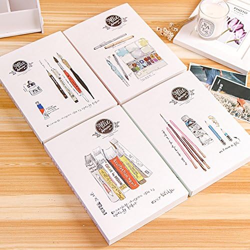 GUAZY 16k Poetic series sketchbook blank book sketchbook hand painted book 128 sheets, Pack of 4 pads (Poetic)