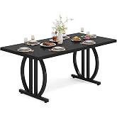 LITTLE TREE Modern Dining Table for 4-6 People, 63" Large Rectangular Kitchen Table with Geometric Legs, Unique Dinner Table Kitchen &amp; Dining Room Furniture