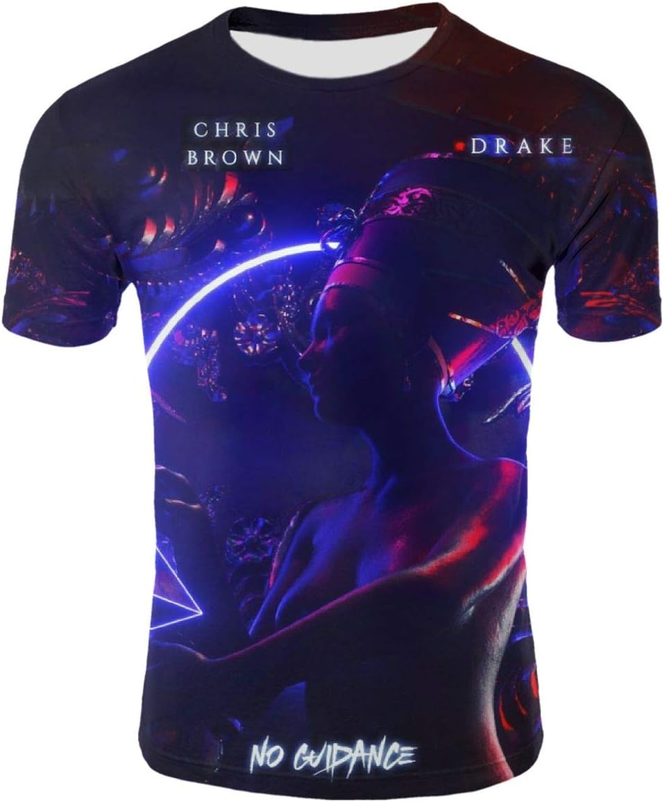 Chris Brown No Guidance Men's 3D Pattern Printed T-Shirts Mens Graphics Tee Tops