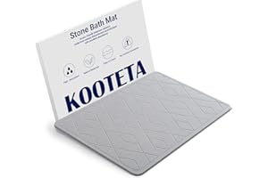 KOOTETA Stone Bath Mat, Diatomaceous Earth Shower Mat, Super Absorbent, Non-Slip, Quick Drying, Easy to Clean - Ideal for Bathroom, Shower Floor, and Kitchen Counter