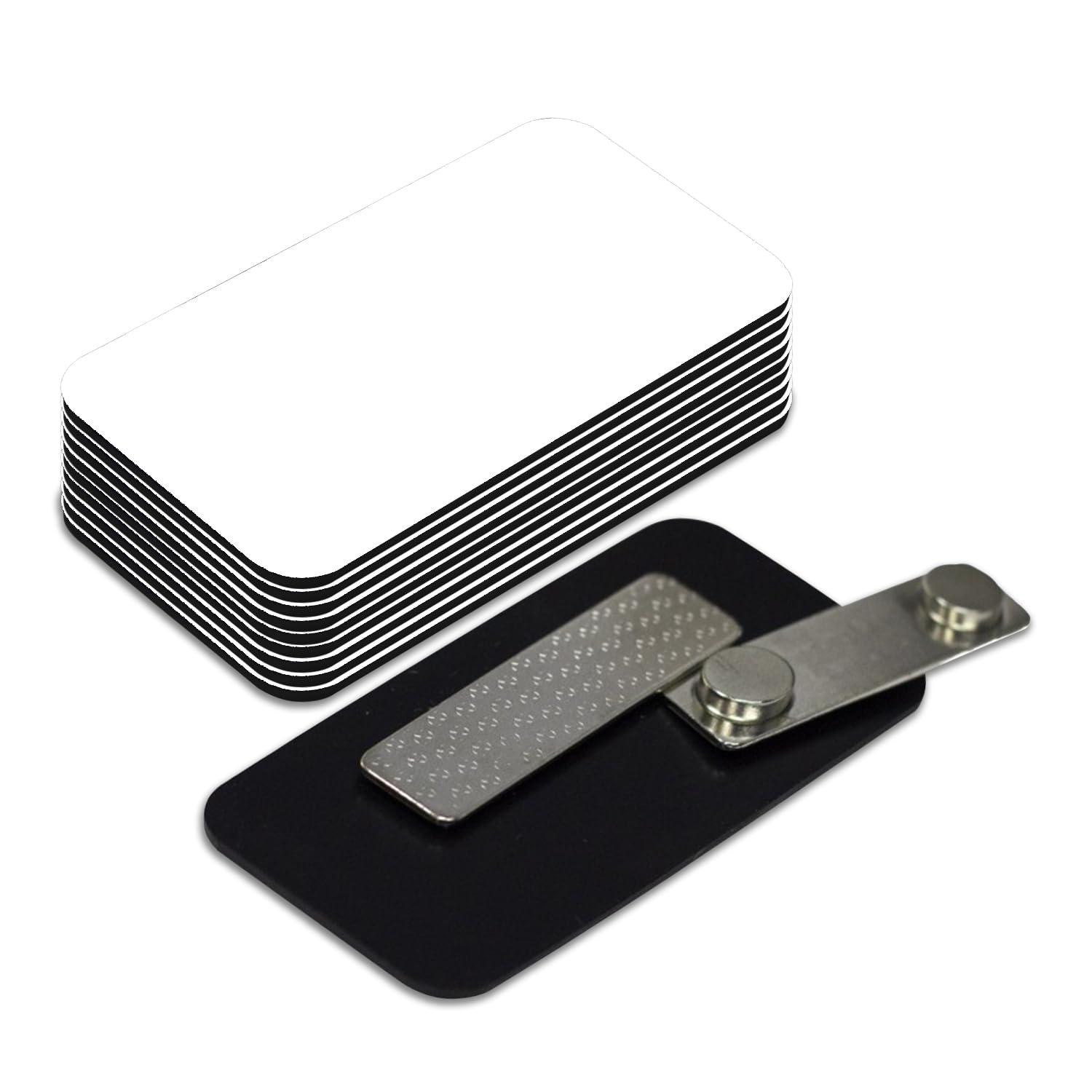Name Tag/Badge Blanks - 10 Pack - White 1-1/2" X 3", Round Corners, Magnetic Backing