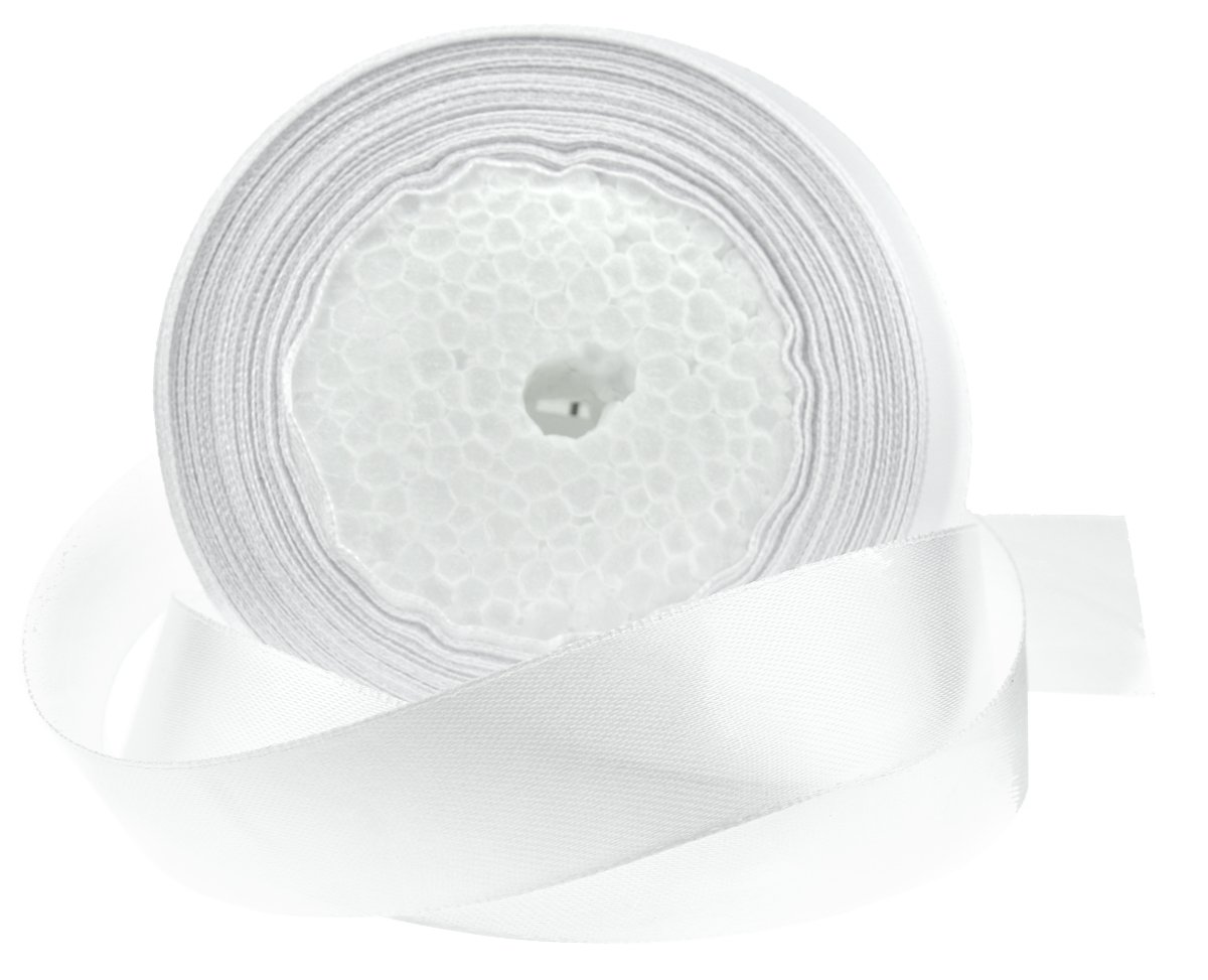 1 x High Quality Single Side Satin Ribbon / Ideal for Crafts / DIY/ Scrapbooking /Gift Wrap/ Weddings (#1 WHITE, (25mm x 23M) – FiveSeasonStuff