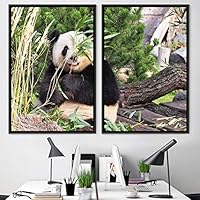 2 Piece Framed Canvas Wall Art Panda Canvas Prints Home Artwork Decoration for Living Room,Bedroom - 16