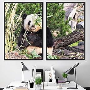 signwin 2 Piece Framed Canvas Wall Art Panda...