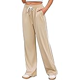 Quenteen Women's Wide Leg Pants Casual High Waisted Baggy Straight Sweatpants Drawstring Athletic Joggers with Pockets