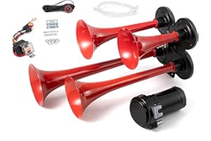 AOLIHAN Truck Horn 150DB Train Horn Kit 4 Trumpet Air Horn for Truck 12V Super Loud Train Horns with Compressor for Vehicle C
