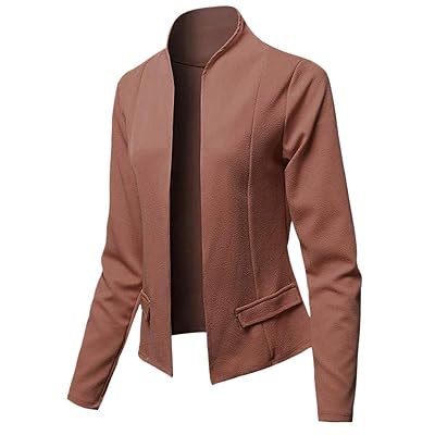 Dunacifa Womens Casual Long Sleeve Slim Office Blazer with Stand Collar Jacket Work Wear Cardigan Coat