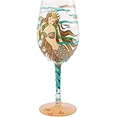 Enesco Lolita Mystical Mermaid Hand-Painted Artisan Wine Glass, 15 Ounce, Multicolor